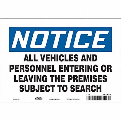 CONDOR 472D67 Safety Sign 7 in x 10 in Vinyl