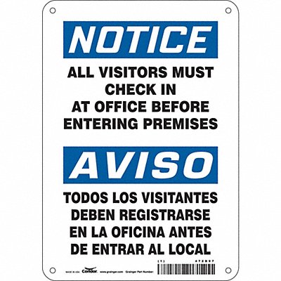 CONDOR 472D97 Safety Sign 10 in x 7 in Polyethylene