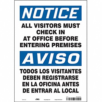 CONDOR 472F01 Safety Sign 14 in x 10 in Vinyl