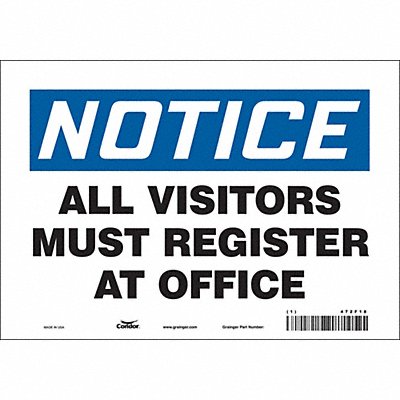 CONDOR 472F18 Safety Sign 7 in x 10 in Vinyl