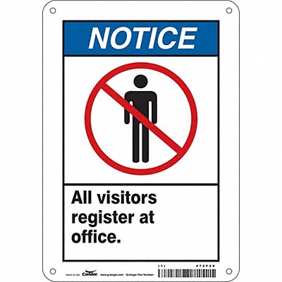 CONDOR 472F20 Safety Sign 10 in x 7 in Aluminum
