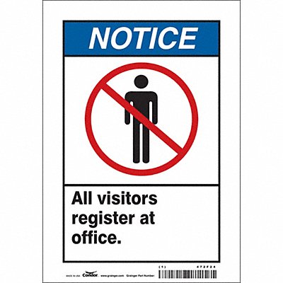 CONDOR 472F24 Safety Sign 10 in x 7 in Vinyl