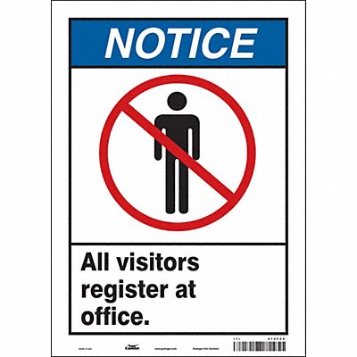 CONDOR 472F25 Safety Sign 14 in x 10 in Vinyl