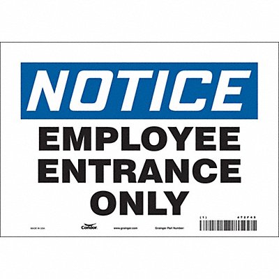 CONDOR 472F45 Safety Sign 7 inx10 in Vinyl