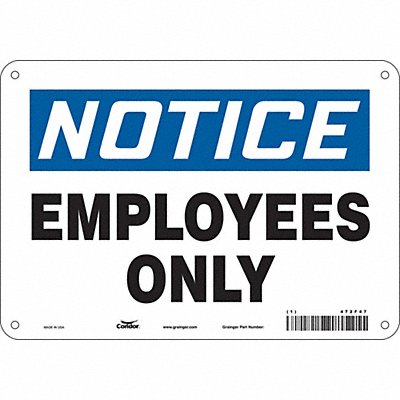 CONDOR 472F47 J6993 Safety Sign 7 in x 10 in Aluminum