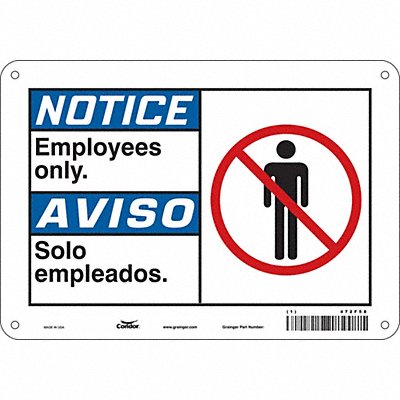 CONDOR 472F58 Safety Sign 7 in x 10 in Polyethylene