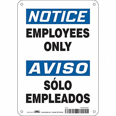 CONDOR 472F62 Safety Sign 10 in x 7 in Aluminum