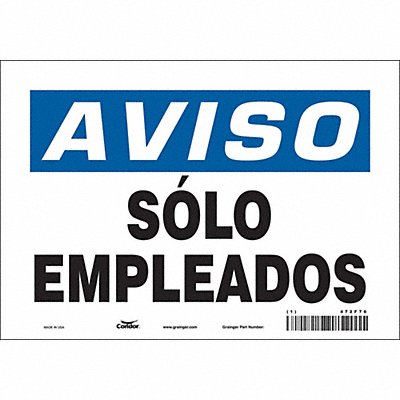 CONDOR 472F76 Safety Sign 7 in x 10 in Vinyl