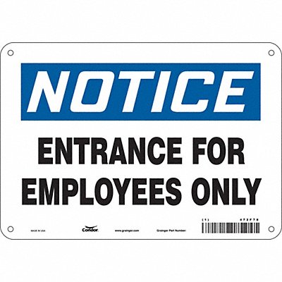 CONDOR 472F78 Safety Sign 7 in x 10 in Aluminum