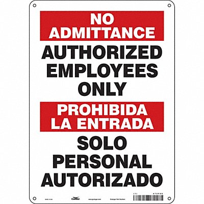 CONDOR 472F86 Safety Sign 14 inx10 in Aluminum