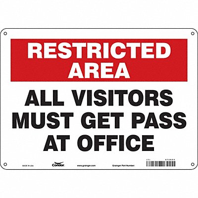 CONDOR 472G03 Safety Sign 10 in x 14 in Polyethylene