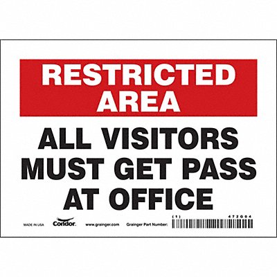 CONDOR 472G04 Safety Sign 5 in x 7 in Vinyl