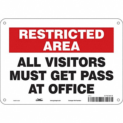 CONDOR 472G05 Safety Sign 7 in x 10 in Vinyl