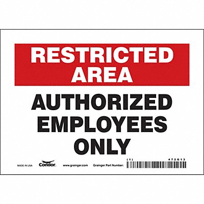 CONDOR 472G13 J7024 Safety Sign 5 inx7 in Vinyl