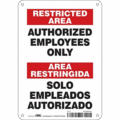 CONDOR 472G16 Safety Sign 10 inx7 in Aluminum