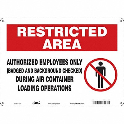 CONDOR 472G25 Safety Sign 10 in x 14 in Polyethylene