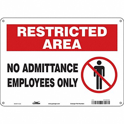 CONDOR 472G39 J7026 Safety Sign 10 inx14 in Polyethylene