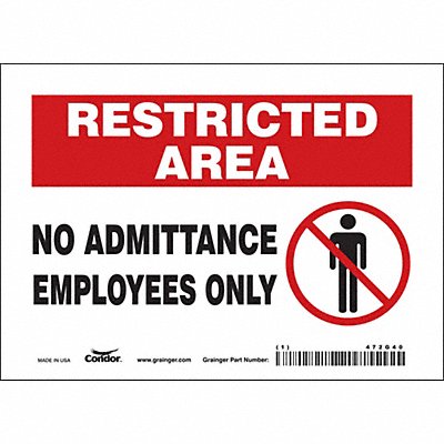 CONDOR 472G40 J7026 Safety Sign 5 inx7 in Vinyl