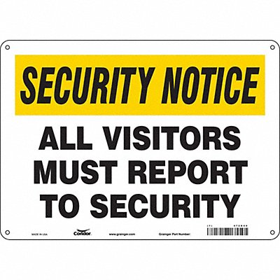 CONDOR 472G44 Safety Sign 10 in x 14 in Aluminum
