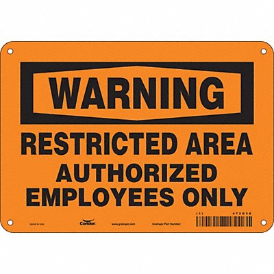 CONDOR 472G58 J7957 Safety Sign 7 in x 10 in Polyethylene