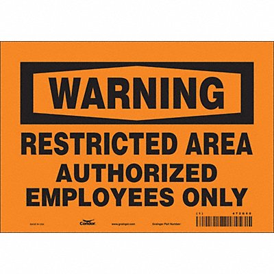 CONDOR 472G60 J7957 Safety Sign 7 inx10 in Vinyl