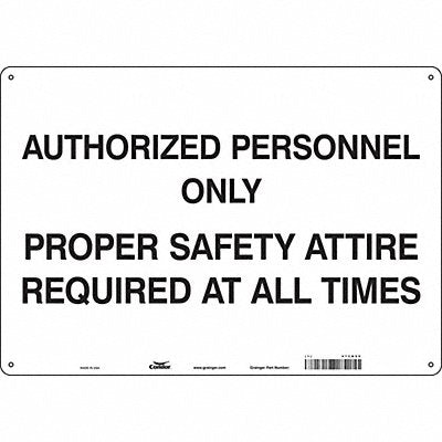 CONDOR 472H09 Safety Sign 14 inx20 in Polyethylene