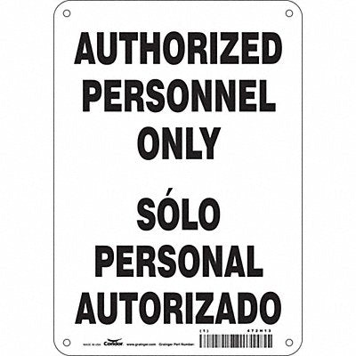 CONDOR 472H13 Safety Sign 10 inx7 in Aluminum
