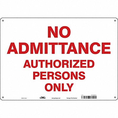 CONDOR 472H21 Safety Sign 14 inx20 in Aluminum