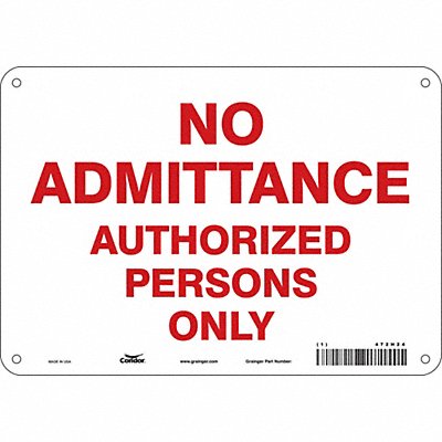 CONDOR 472H24 Safety Sign 7 inx10 in Polyethylene