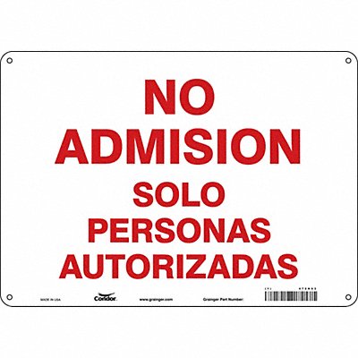 CONDOR 472H63 Safety Sign 10 in x 14 in Aluminum