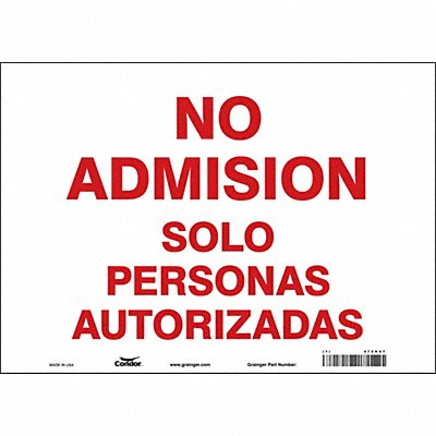 CONDOR 472H67 Safety Sign 10 in x 14 in Vinyl