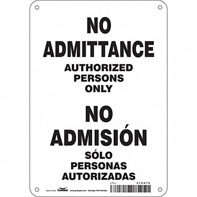 CONDOR 472H79 Safety Sign 10 in x 7 in Polyethylene