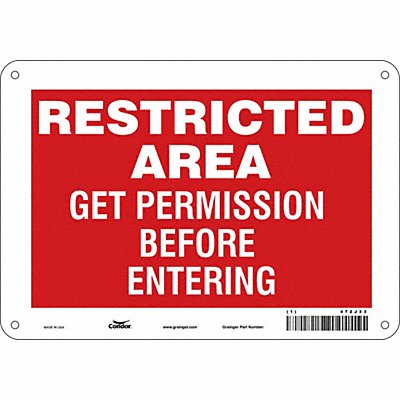 CONDOR 472J33 Safety Sign 7 in x 10 in Polyethylene