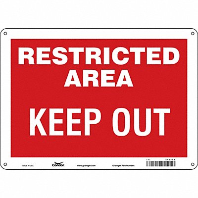 CONDOR 472J38 Safety Sign 10 inx14 in Aluminum