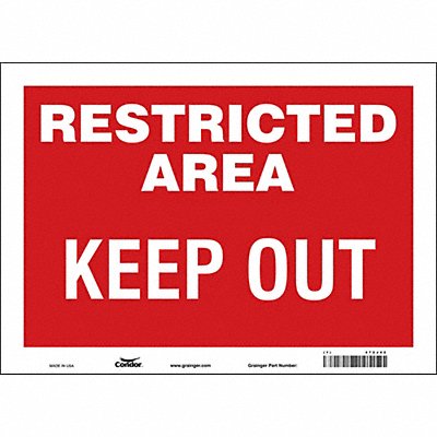 CONDOR 472J42 Safety Sign 10 in x 14 in Vinyl