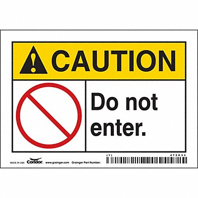 CONDOR 472K33 Safety Sign 3.5in x 5in Vinyl