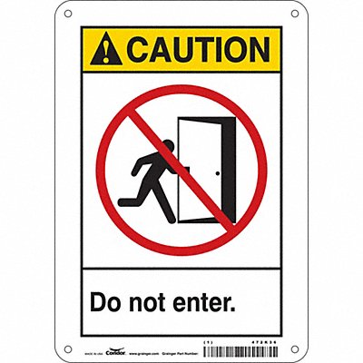 CONDOR 472K36 Safety Sign 10 in x 7 in Aluminum