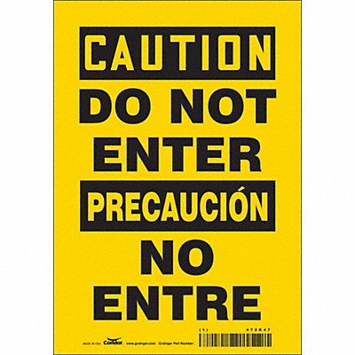CONDOR 472K47 Safety Sign 10 inx7 in Vinyl