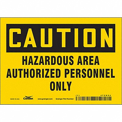 CONDOR 472K54 Safety Sign 5 inx7 in Vinyl