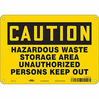 CONDOR 472K57 Safety Sign 7 in x 10 in Aluminum