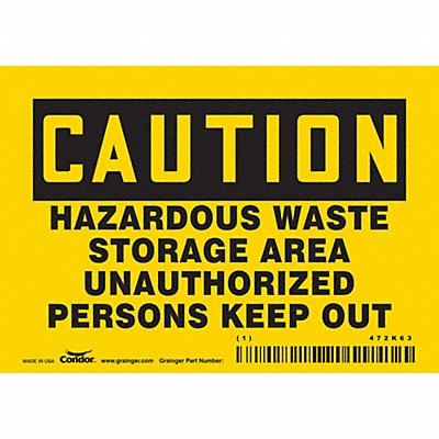 CONDOR 472K63 Safety Sign 3.5in x 5in Vinyl