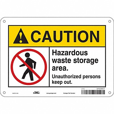 CONDOR 472K67 Safety Sign 7 in x 10 in Aluminum