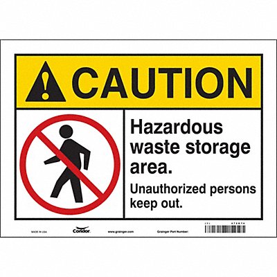 CONDOR 472K74 Safety Sign 10 inx14 in Vinyl