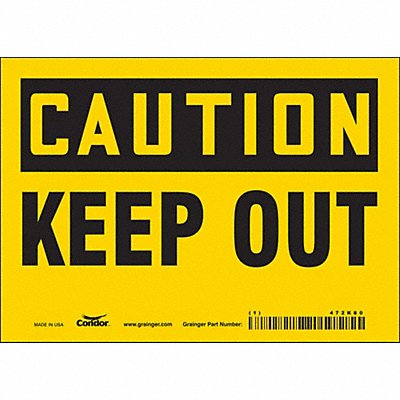 CONDOR 472K80 Safety Sign 5 in x 7 in Vinyl
