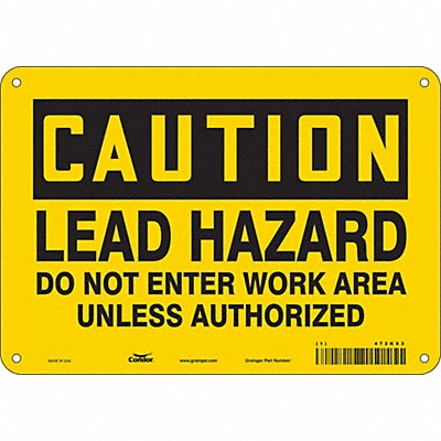 CONDOR 472K83 Safety Sign 7 in x 10 in Aluminum