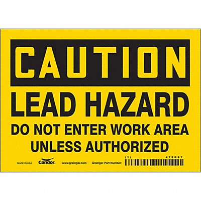 CONDOR 472K87 Safety Sign 5 inx7 in Vinyl