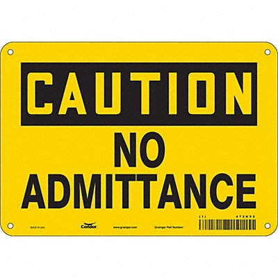 CONDOR 472K92 Safety Sign 7 in x 10 in Polyethylene