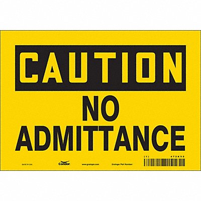 CONDOR 472K95 Safety Sign 7 in x 10 in Vinyl