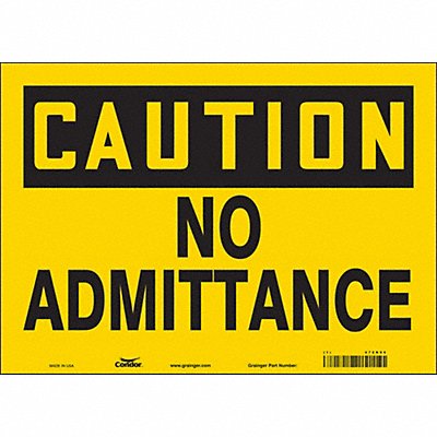 CONDOR 472K96 Safety Sign 10 in x 14 in Vinyl