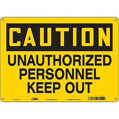 CONDOR 472L37 Safety Sign 10 inx14 in Aluminum